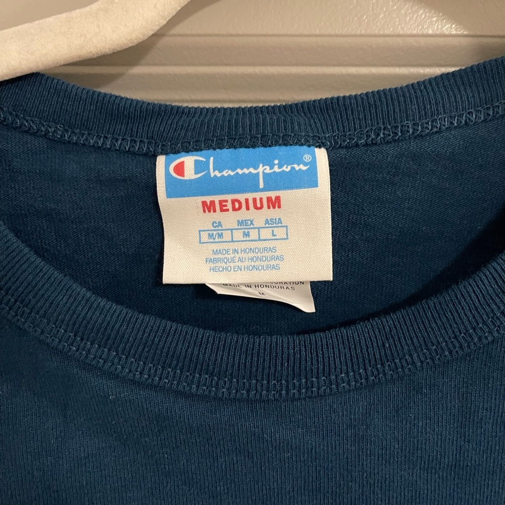 Champion Teal Long Sleeve Tee with Yellow Logo - Picture 4 of 6